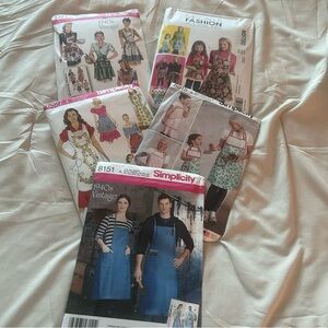 Simplicity, McCalls apron Fashion Accessories Pattern Set of 5
